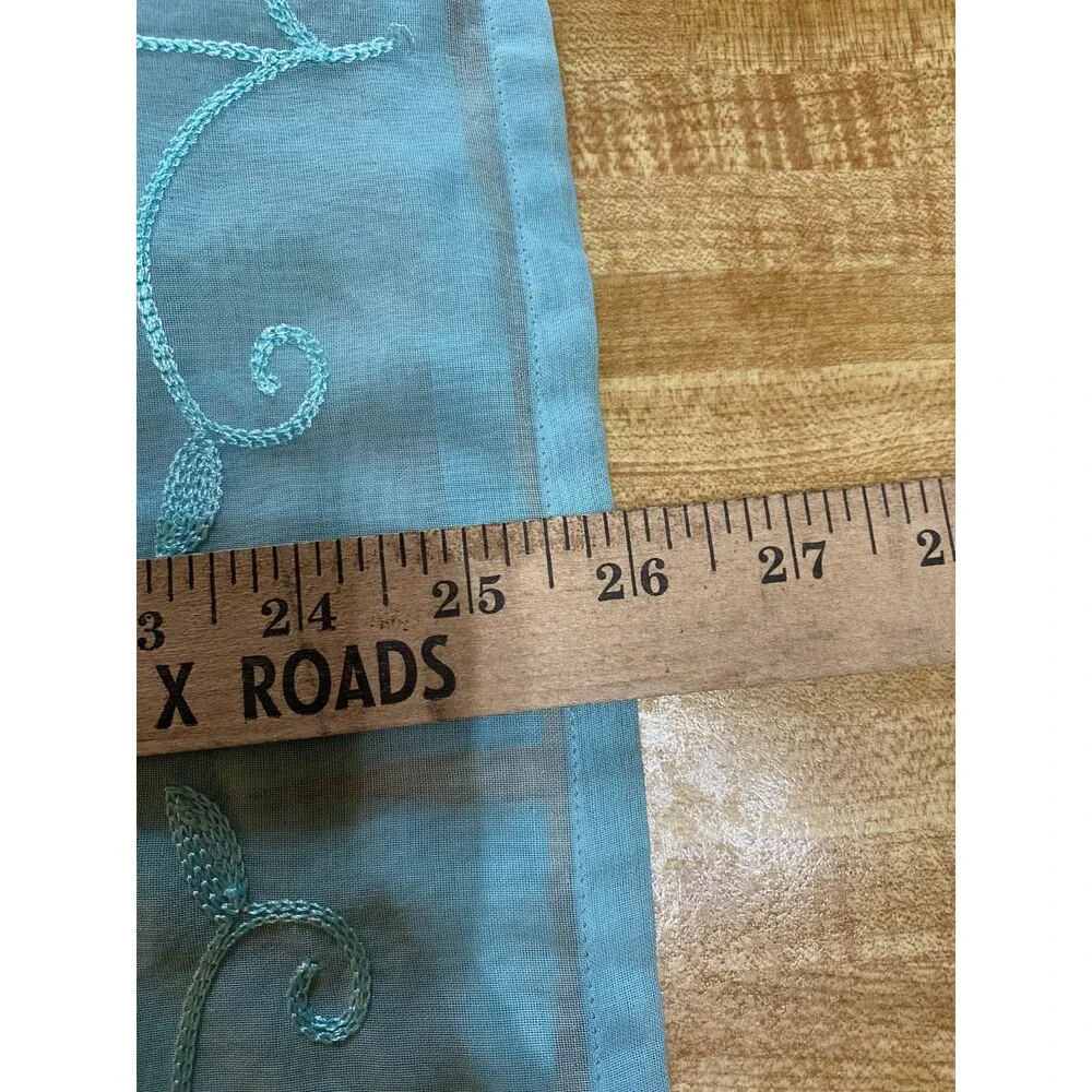 Green Sheer Embroidered Button Down Blouse Large - Picture 7 of 7